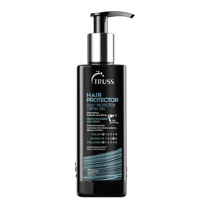 TRUSS leave-in styling gel cream front packaging showing bottle and branding for protection