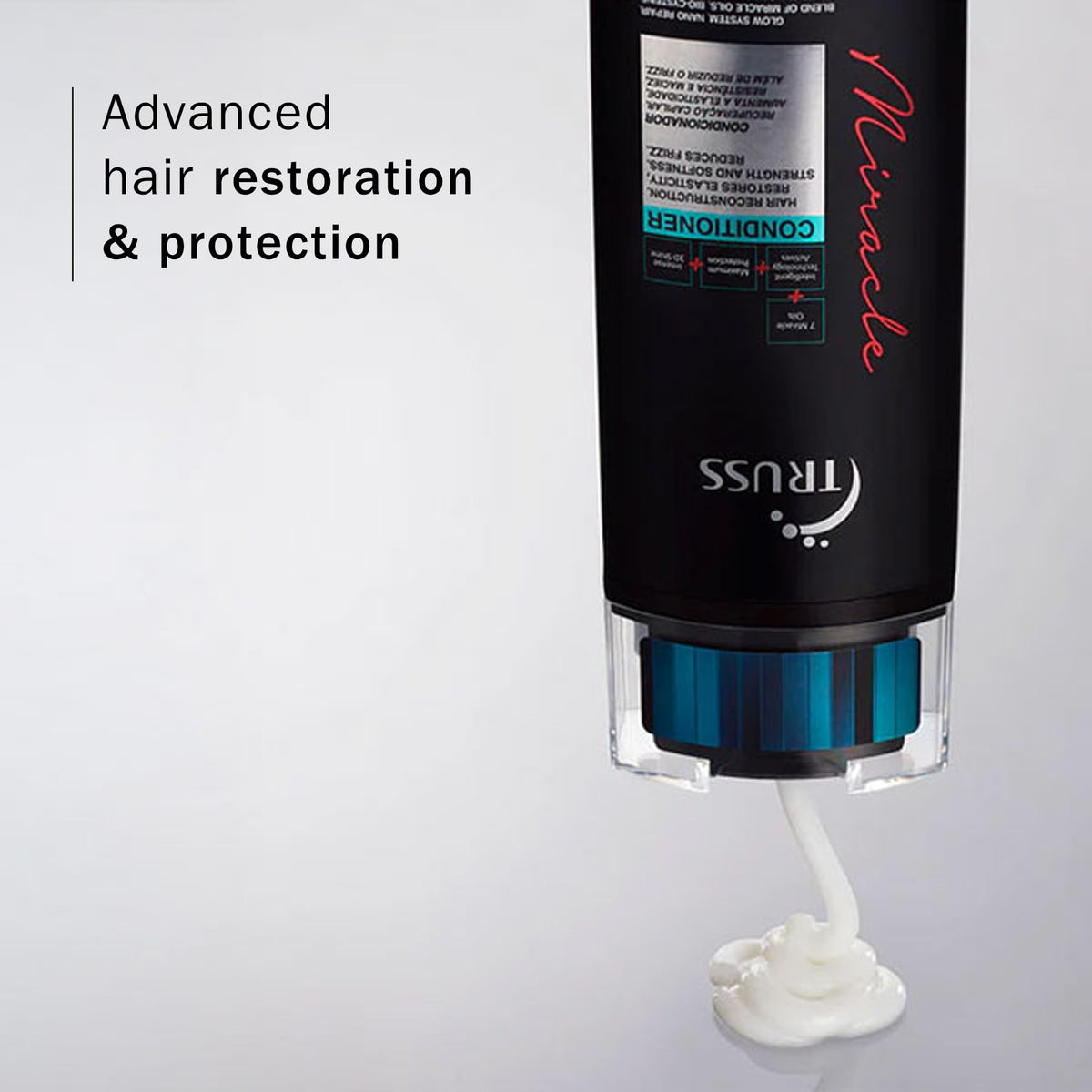 TRUSS creamy conditioner texture close-up demonstrating rich moisturizing consistency