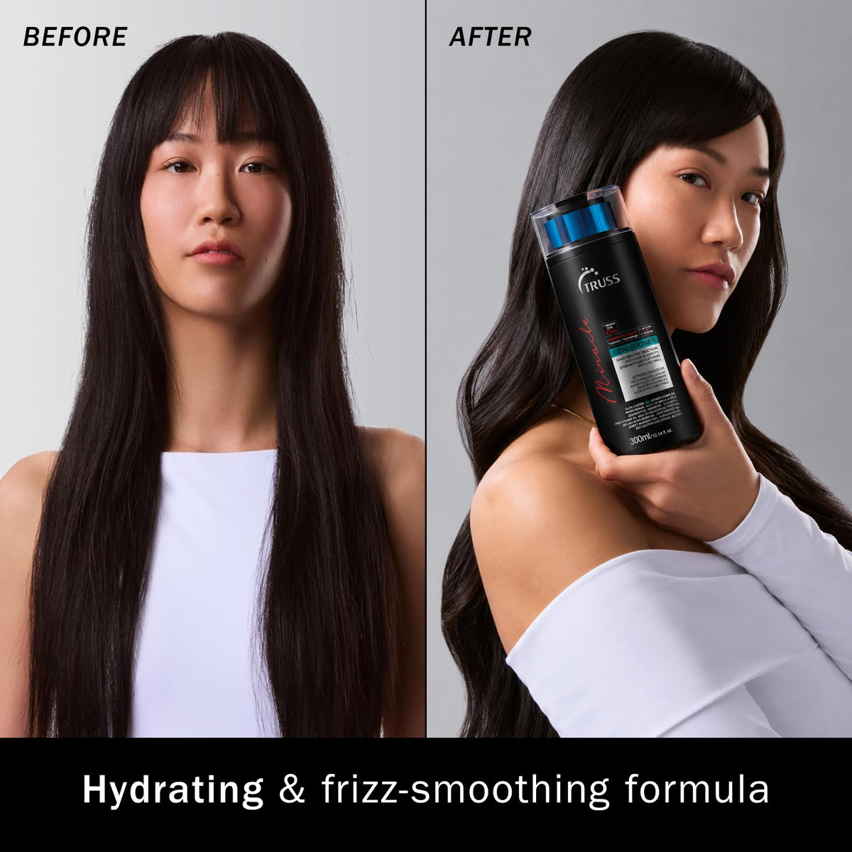 TRUSS pump dispensing conditioner, shows creamy texture and easy salon-style application