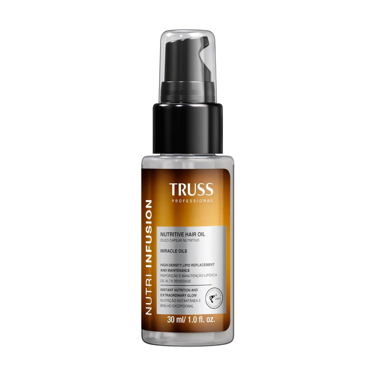 TRUSS front packaging of Nutri Infusion oil showing bottle and label benefits