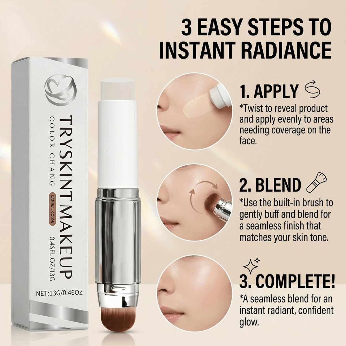 Tryskintle cream texture closeup revealing smooth balm that blends for natural coverage