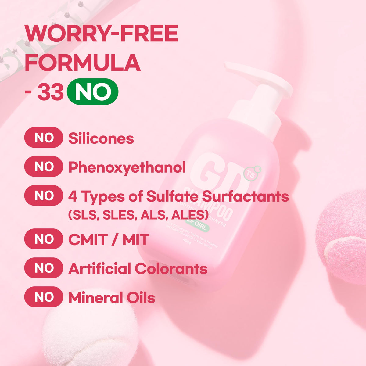 TS SHAMPOO back label ingredient list GD providing formulation details