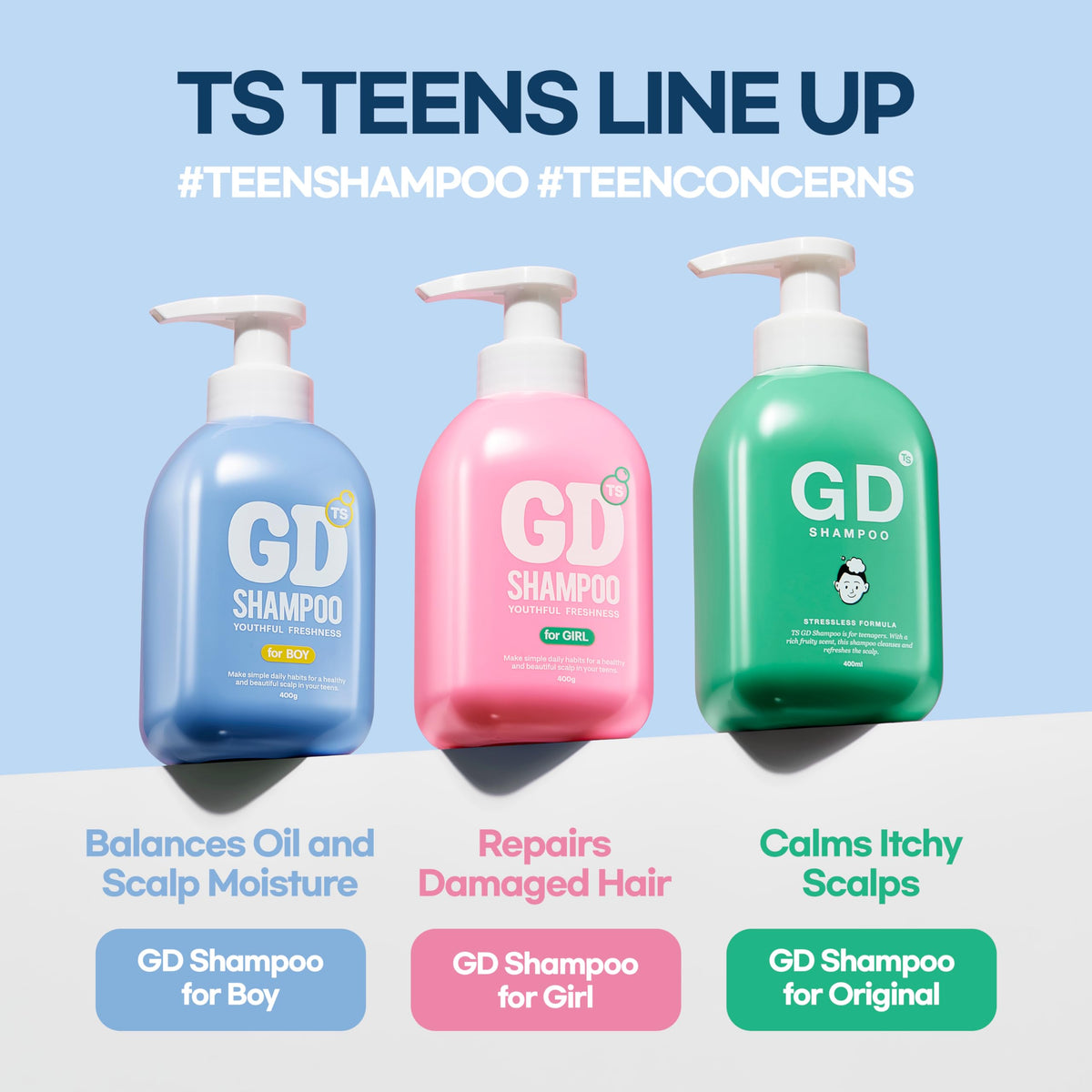 TS SHAMPOO probiotics ingredient visual highlighting scalp balance support