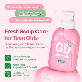 TS SHAMPOO pump and clear label GD highlighting easy use