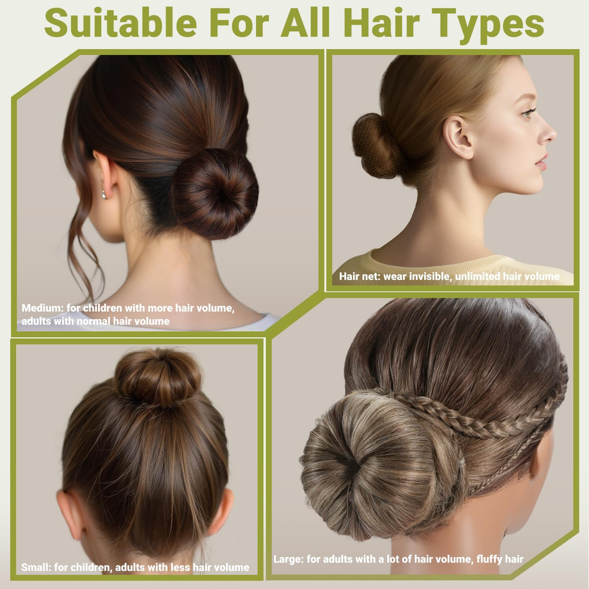 TsMADDTs nylon bun nets with elastic highlighting invisible finish
