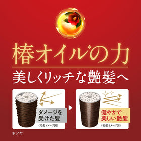 Tsubaki refill size comparison next to bottle showing value per volume benefit