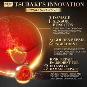 detailed label of Tsubakii Premium EX set showing ingredient panel and informed choice benefit