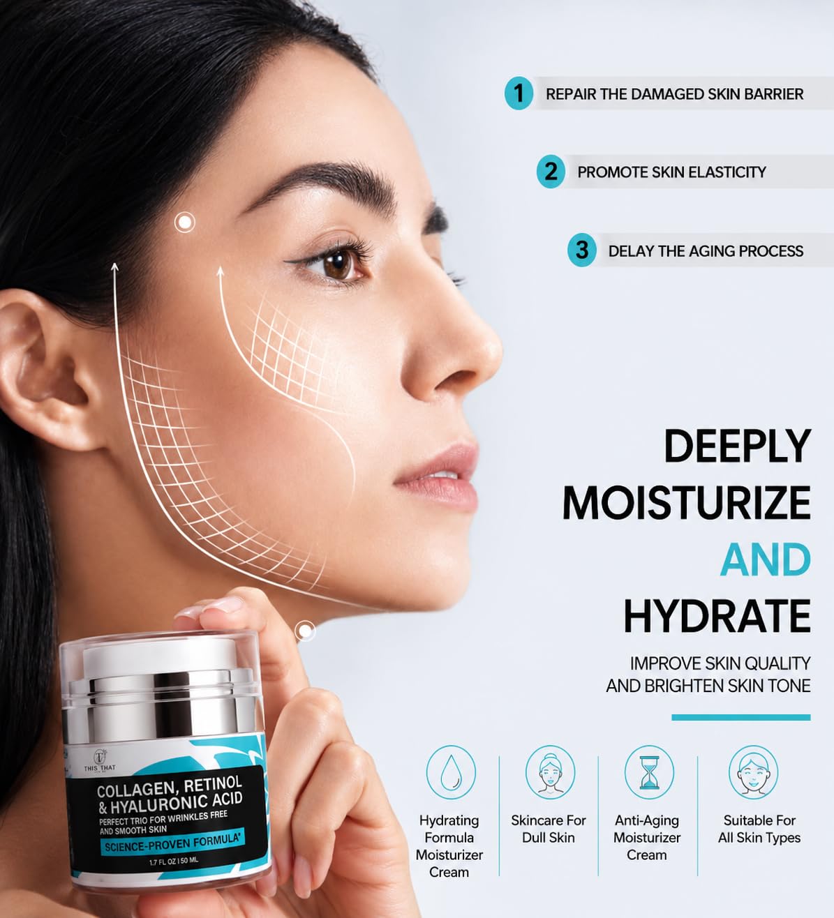 This That For Me cream in hand to show 50ml size and travel-friendly convenience