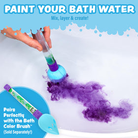 Tub Works tablet being placed into Bath Color Brush to refill and paint water