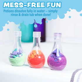 Tub Works toddler squeezing potion in bath, supervised safe play