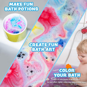 Tub Works assortment of red blue green and purple mini bath bombs displayed for mixing
