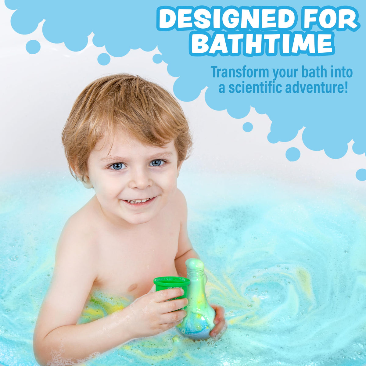Tub Works fizzing foam erupting in tub, entertaining sensory reaction