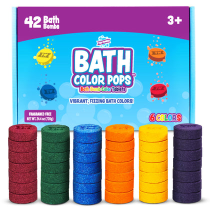 Tub Works front packaging showing Bath Color Pops and 42-count refill benefits