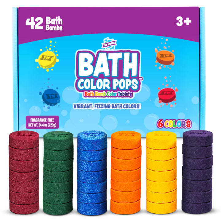 Tub Works front packaging showing Bath Color Pops and 42-count refill benefits