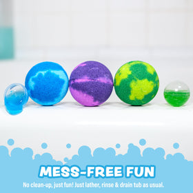 Tub Works bath bomb next to a ruler to show 4.2 oz size and single-serve convenience