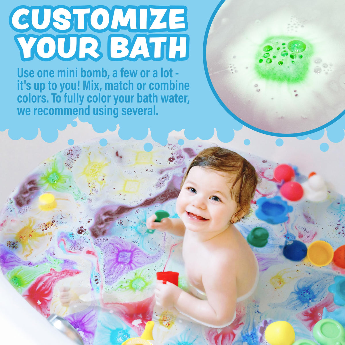 Tub Works mini bath bomb next to a coin to show small size and easy portion control