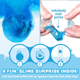 Texture close-up of Tub Works Super Goo slime soap showing stretchable, squishy consistency