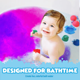 Tub Works tablet fizzing and dissolving in bathtub showing instant color effect benefit