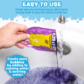Tub Works teal Arctic pouch image showing arctic cherry scent and bright bath color