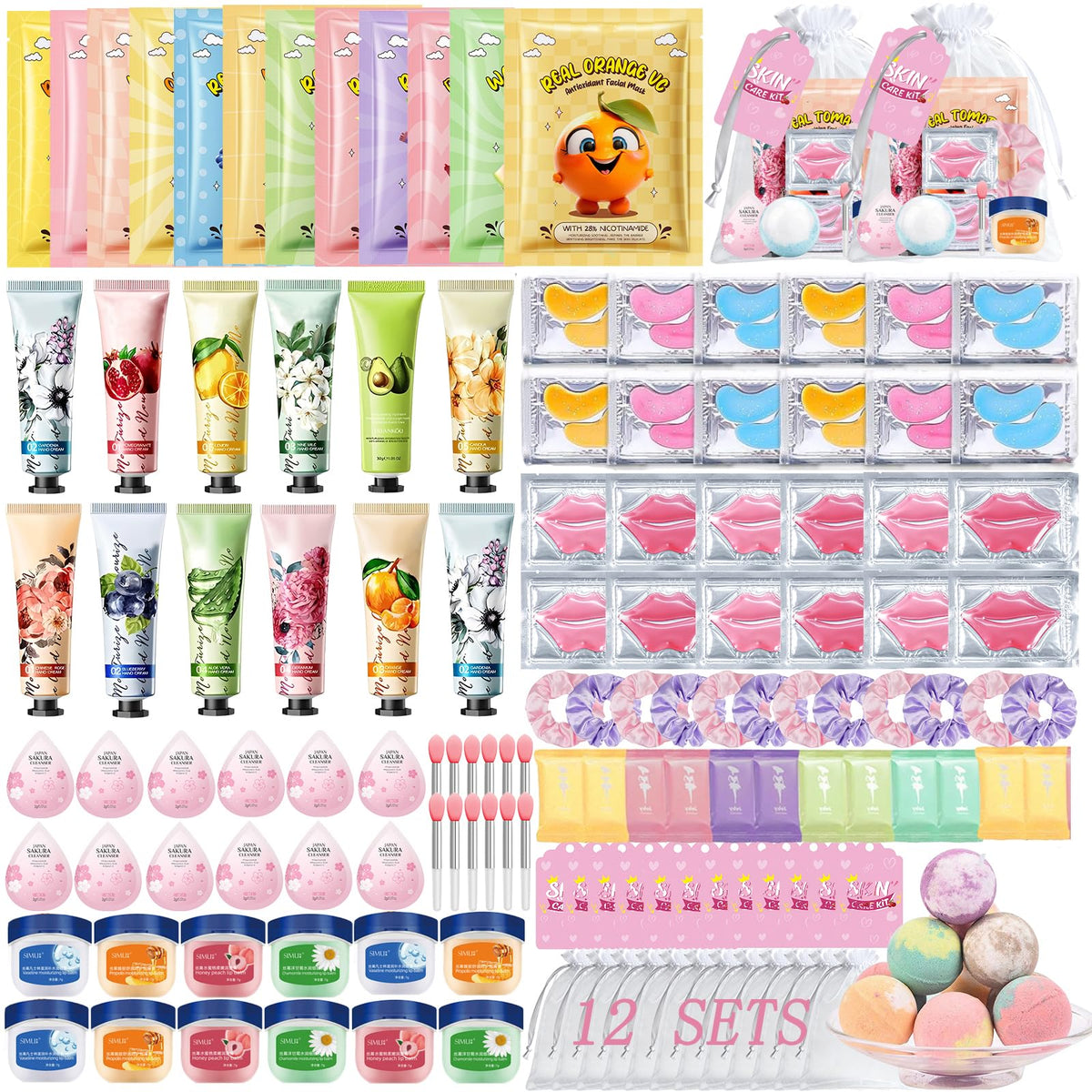 Tudona front packaging showing full 144-piece spa kit and contents benefit ease