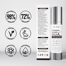 TUJHG bottle on bathroom vanity in lifestyle scene conveying daily routine boost