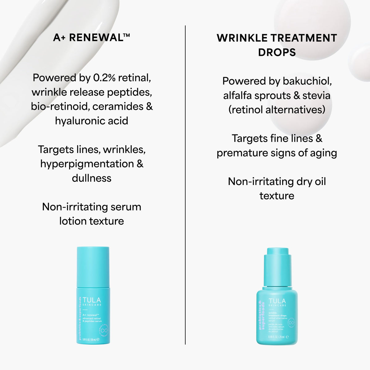 TULA pump dispensing serum emphasizing measured two-pump application control