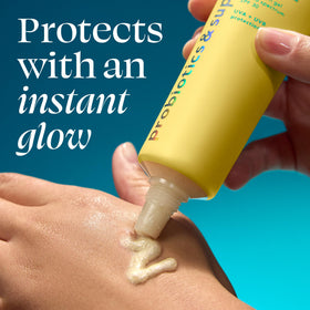TULA sunscreen applied to skin from hand demonstrating lightweight wear