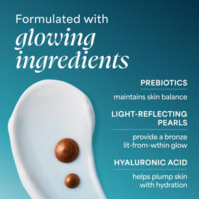 TULA blended product on cheek demonstrating even, natural bronze finish and luminosity