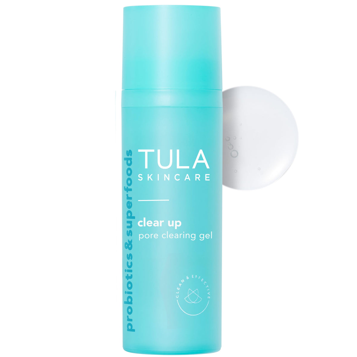 TULA Clear Up front packaging showing the bottle and label, highlighting clarity benefits