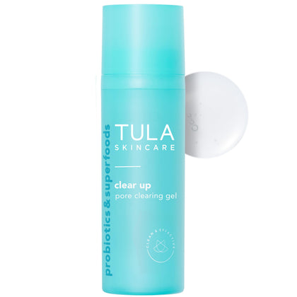 TULA Clear Up front packaging showing the bottle and label, highlighting clarity benefits
