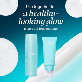 TULA Clear Up on a bathroom vanity in a routine setting showing everyday use benefit