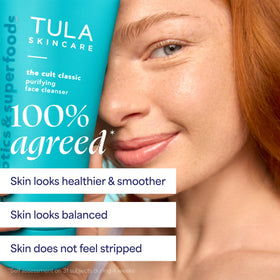 TULA ingredient display with turmeric white tea blueberry highlighting antioxidant support