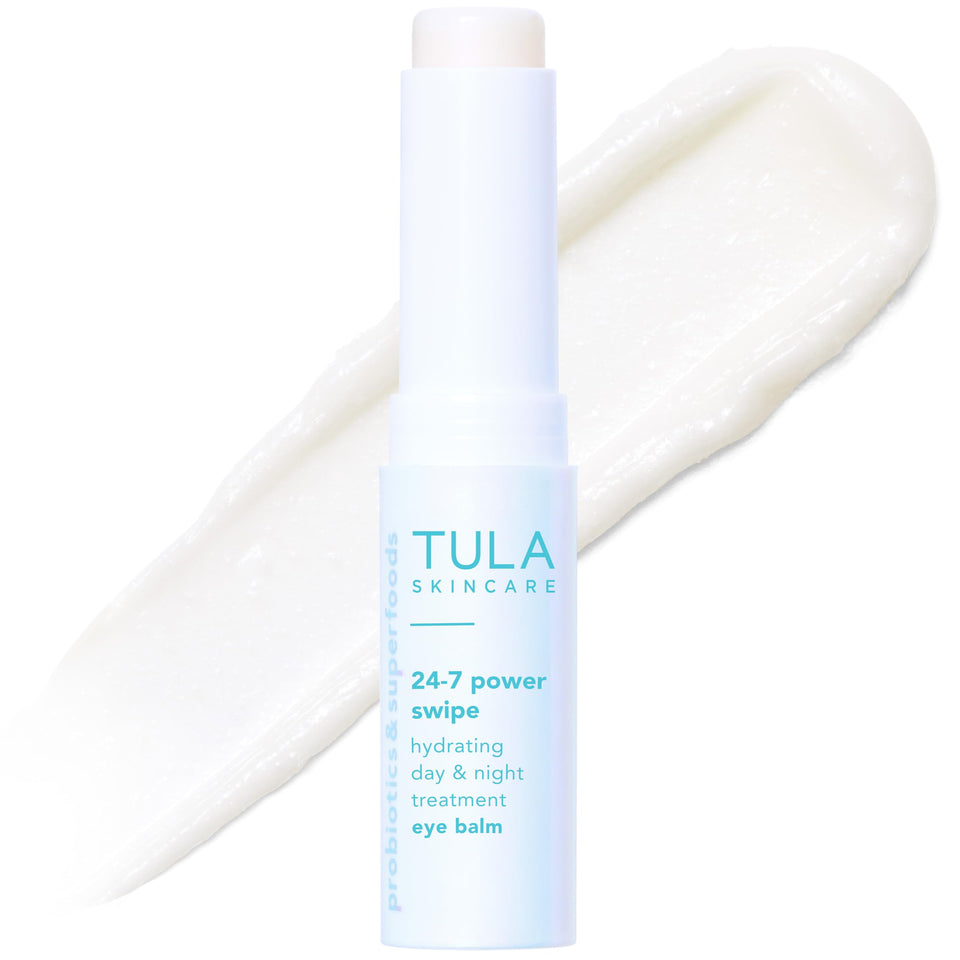 TULA front packaging showing portable 0.23 oz balm and brand logo for quick hydration