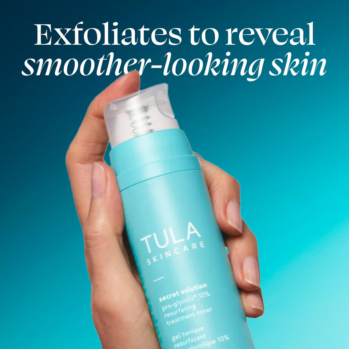 TULA toner on cotton pad demonstrating easy application and even skin coverage benefit