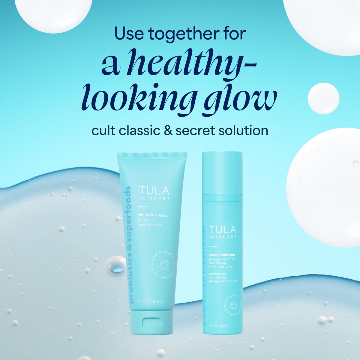 TULA before and after texture focus illustrating improved smoothness and even-looking skin