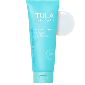 TULA front bottle showing cleanser and clear branding for easy identification