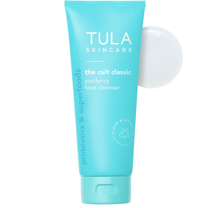 TULA front bottle showing cleanser and clear branding for easy identification