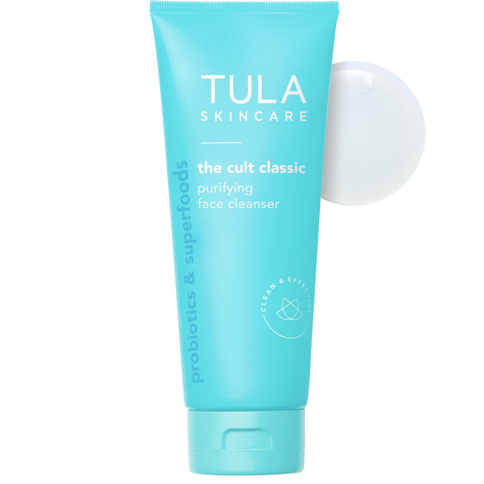TULA front bottle showing cleanser and clear branding for easy identification