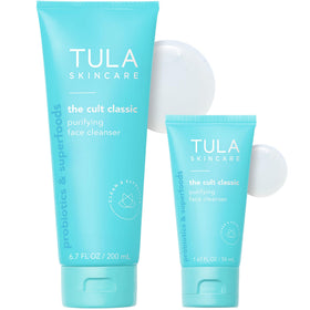TULA purifying cleanser front packaging showing branding and size benefits