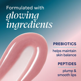 TULA balm on lips displaying rosy tint and plumping effect
