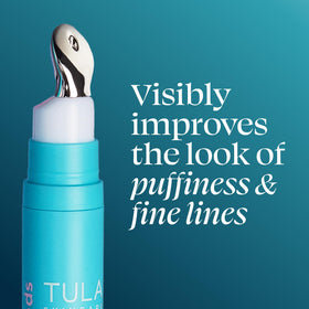 TULA creamy serum texture on fingertip, demonstrates lightweight absorption
