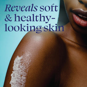 TULA scrub on a bathroom shelf staged to show lifestyle use and spa-like benefit