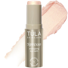 TULA Spresso eye balm front packaging showing compact stick for travel