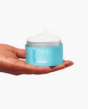 TULA close-up of smooth cream texture demonstrating quick absorption and non-greasy finish