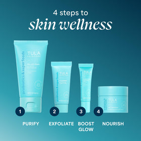 TULA vitamin C serum dropper in hand highlighting brightening treatment benefit