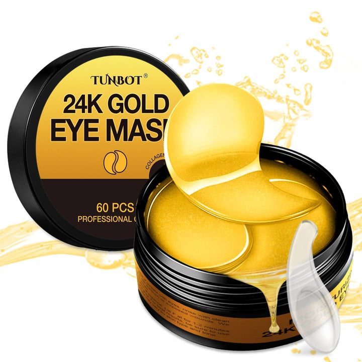 Tunbot front packaging showing 60-piece gold eye mask supply for convenience