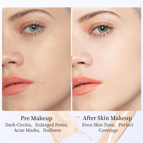 Tunbot model wearing foundation demonstrating matte even skin tone