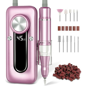 TUOBEO front view of full cordless nail drill kit showing organized accessories and portability benefit