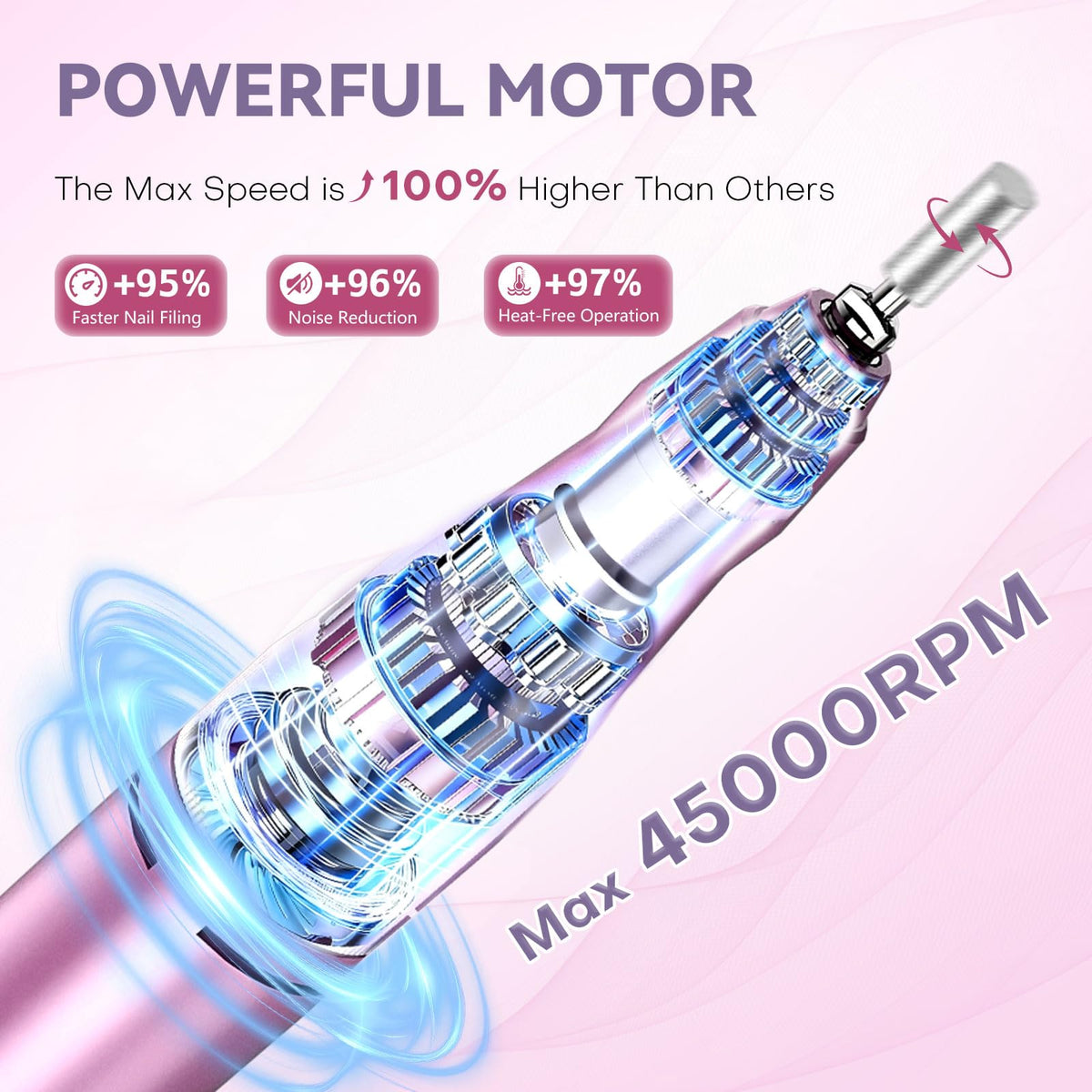 TUOBEO close-up of aluminum alloy handpiece highlighting cooling vents and comfortable grip benefit