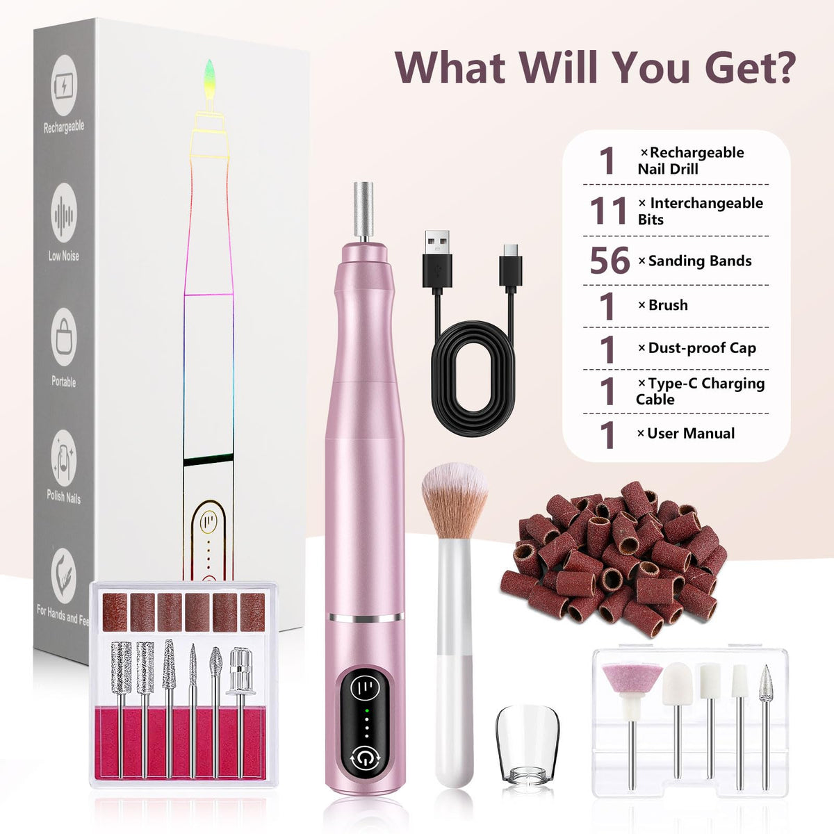TUOBEO packed in a travel pouch to show portability for on-the-go nail care